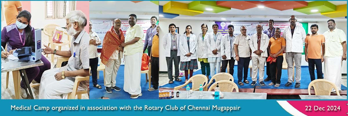 Medical Camp organized in association with the Rotary Club of Chennai Mugappair